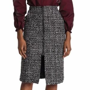 Walter Baker Black & White Tweed Pencil Skirt